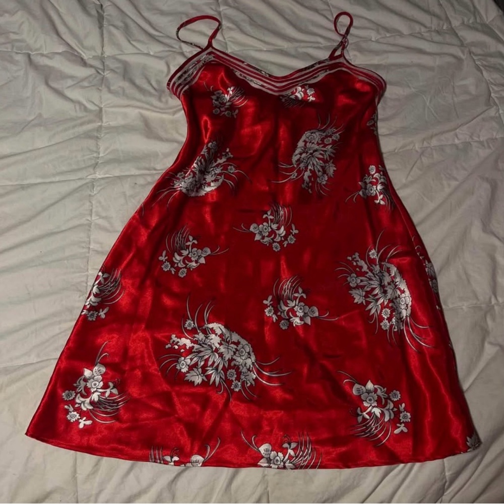 Vintage Red Floral Slip Dress